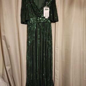 Mac Duggal Green Sequin Gown